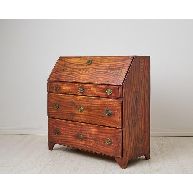19th Century Antique Swedish Secretary Desk with Drawers in Pine, 1820 For Sale - Image 5 of 13