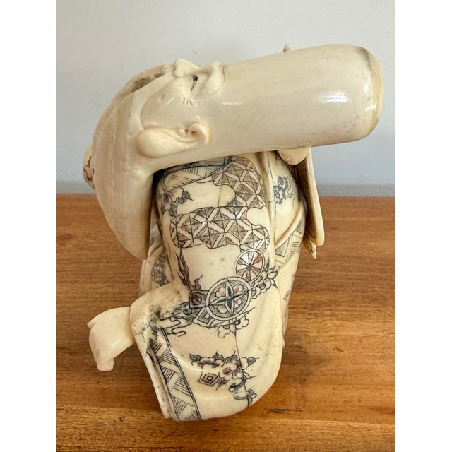Figurative Antique Carved Bone Chinese Immortal of Shou Lao, Late 1800s For Sale - Image 3 of 8