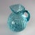 Aqua & Opalescent Splatterware Art Glass Juice Pitcher with Ruffled Rim 20thC Measures- 8.25"H x 7.25"W x 6.5"D