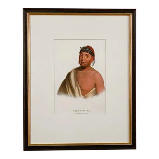 "Peah-Mus-Ka, a Musquakee Chief" McKenney & Hall Engraving of a Native American, 19th Century For Sale