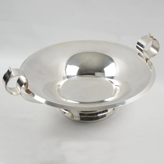 Art Deco Modernist Silver Plate Decorative Bowl Centerpiece For Sale - Image 4 of 8
