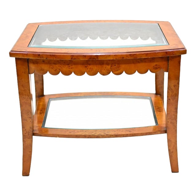 Biedermeier Side Table Walnut Glass Top For Sale
