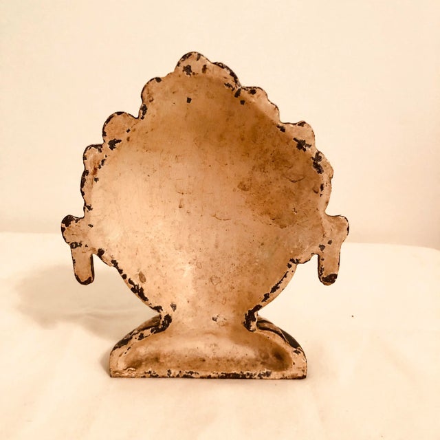 Shabby Chic Antique Cast Iron Bouquet Flowers Door Stop For Sale - Image 3 of 4