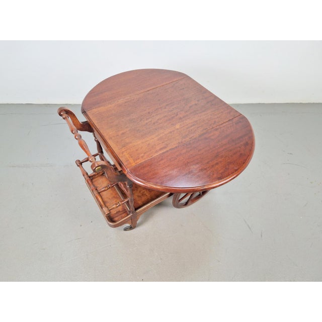 Vintage French Folding Spindle Bar Cart in Wood, 1960s For Sale - Image 9 of 15