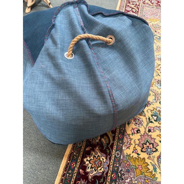 Nautical Two Toned Denim Lounge Bean Bag Chair For Sale - Image 9 of 12