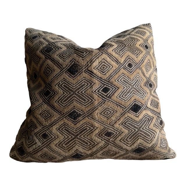 Vintage African Cloth Textile Pillow With Down Insert For Sale