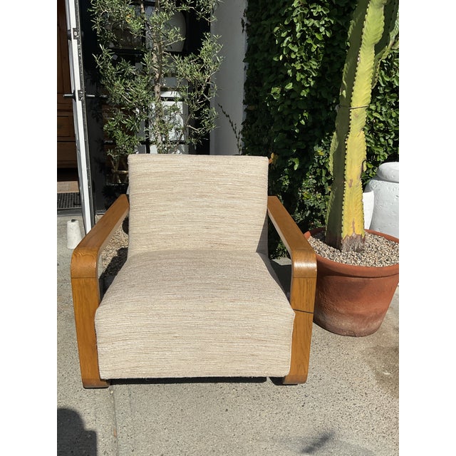 Solid Oak Lounge Chair For Sale In Los Angeles - Image 6 of 7