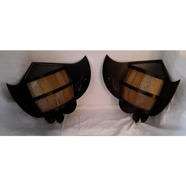 Brutalist Black Bat-Shaped Wall Lamps in Steel, 1980s, Set of 2 For Sale - Image 4 of 17