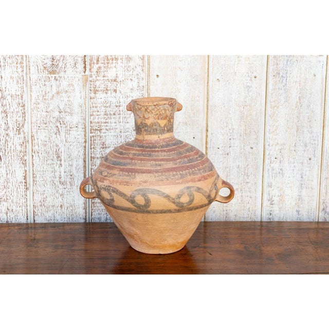 Antique Decorated Earthenware Water Jug For Sale In Los Angeles - Image 6 of 10