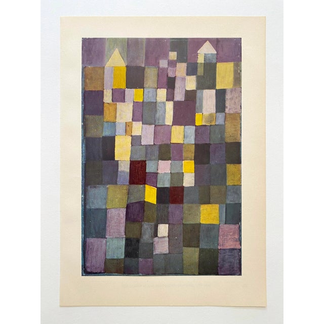 1950s Paul Klee Vintage 1955 1st Edtn Modernist Lithograph Print " Architecture ( Yellow Violet Stepped Cubes ) 1923 For Sale - Image 5 of 11