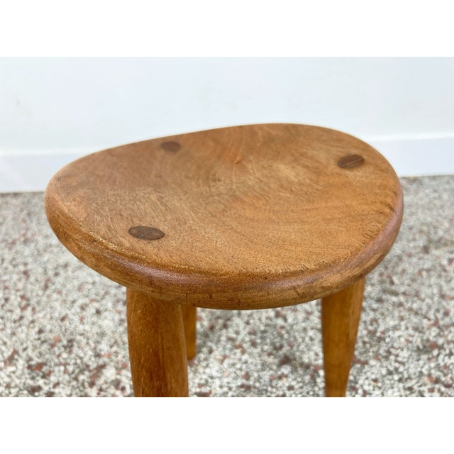 Vintage Studio Crafted Three Legged Stool in Oak For Sale - Image 9 of 12