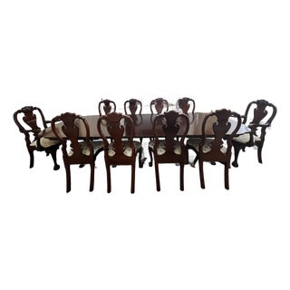 1980s Kindel Complete 11-Piece Chippendale Mahogany Dining Suite For Sale