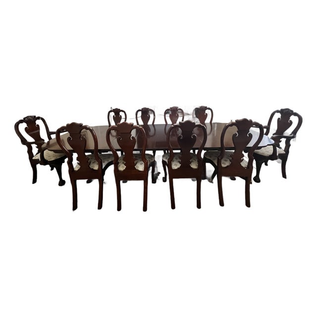 1980s Kindel Complete 11-Piece Chippendale Mahogany Dining Suite For Sale