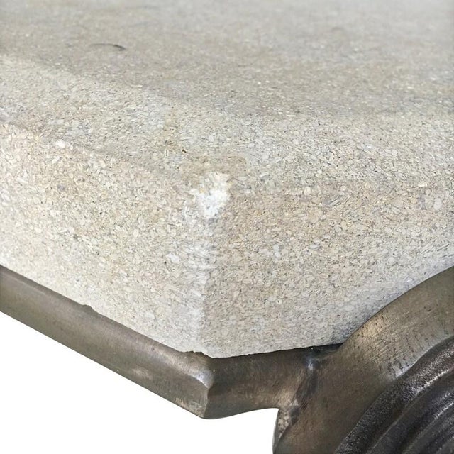 Metal Tom Corbin Bronze and Limestone Cocktail Table For Sale - Image 7 of 7