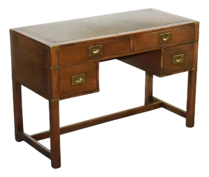 Vintage Military Campaign Leather Top Writing Table Desk from Harrods London