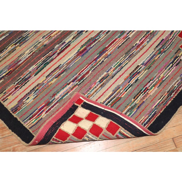 Vintage Zabihi Collection American Hooked Accent Size Rug - 4'4" x 5'9" For Sale In New York - Image 6 of 8