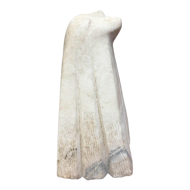 1940s Fine Art Deco Style Carved Marble Stylized Woman Bust Sculpture For Sale