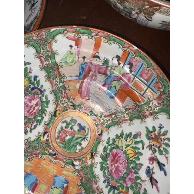 One 9.5” Rose Medallion Bowl - Genuine Porcelain 1860-1885 For Sale - Image 4 of 10