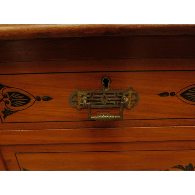 English Stencilled Chest of Drawers and Bedside Chest, 1890s, Set of 2 For Sale - Image 9 of 18