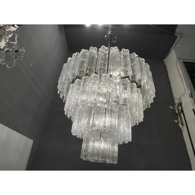 Paolo Venini Large Tronchi Murano Glass Tube Chandelier by Paolo Venini, 1980s For Sale - Image 4 of 13