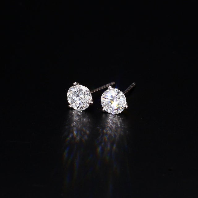 Metal 14k White Gold Diamond Stud Earrings - Gia Certified Natural Diamonds ~1.8ctw Excellent Cut, A Pair For Sale - Image 7 of 8