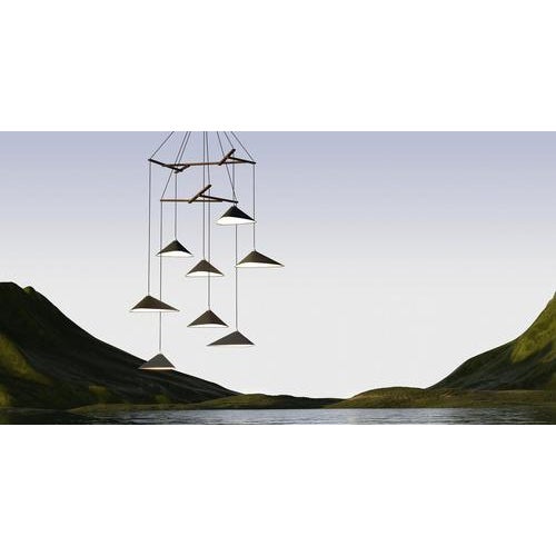 Black Emily V8 Vertical Pendant Light in Steel with Dark Bronze Finish by Moss Objects For Sale - Image 8 of 9