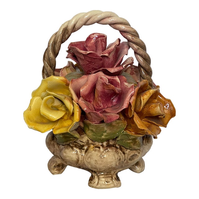 Vintage Capodimonte Porcelain Flower Basket, Made in Italy Chairish