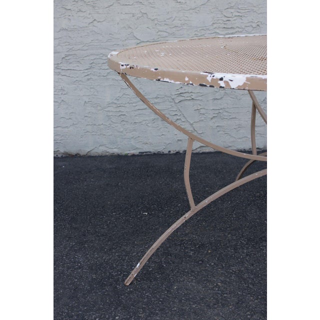 Mid Century Modern Round Wrought Iron Patio Dining Table For Sale - Image 10 of 12
