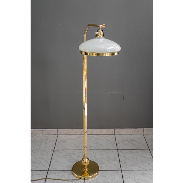 Height-Adjustable Swivel Floor Lamp with Opal Glass Shade, Vienna, Austria, 1920s For Sale - Image 10 of 18