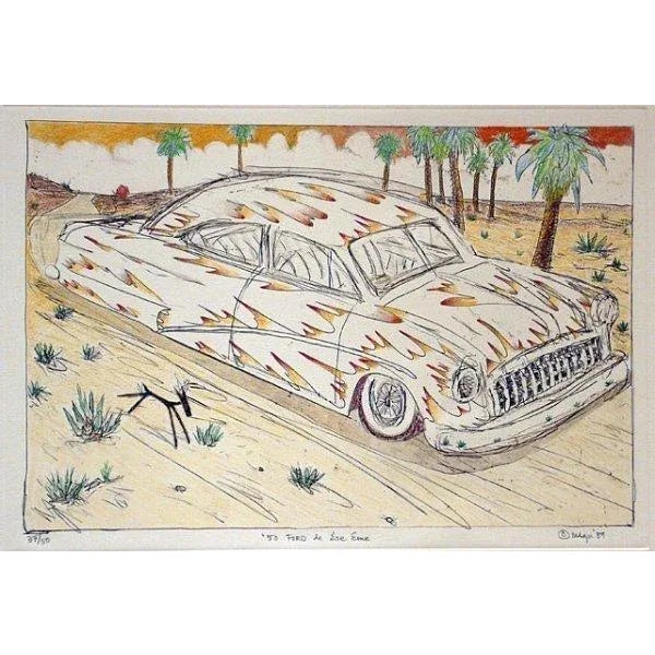 (Hand Painted) 50 Ford de Ese Eme, 1989 Hand Printed Etching with Hand Painting in Colored Pencil 22 × 29 3/4 in 55.9 ×...