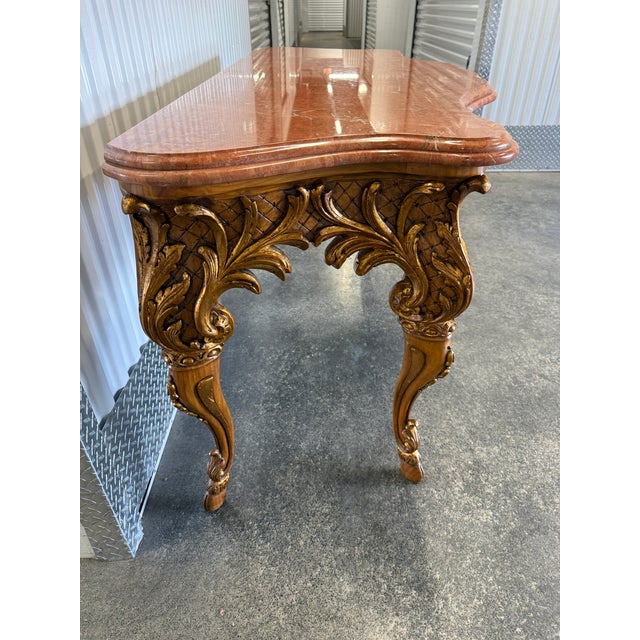 Large William Switzer Louis 16th Rouge Marble Top Console Table For Sale In Miami - Image 6 of 18