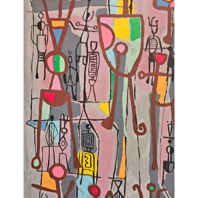 Dove Gray Mid 20th Century Abstract Mayeu Passa “Clameur” Signed Abstract Color Lithograph, 31/85 – Unframed For Sale - Image 8 of 11