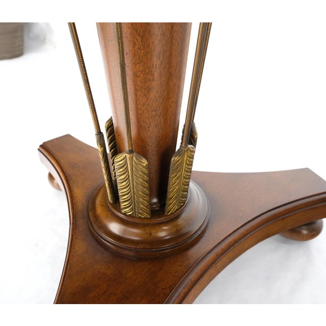 Round Burl Gold Arrows Decorated Base Tripod Base Gueridon Center Table Stand For Sale - Image 11 of 13