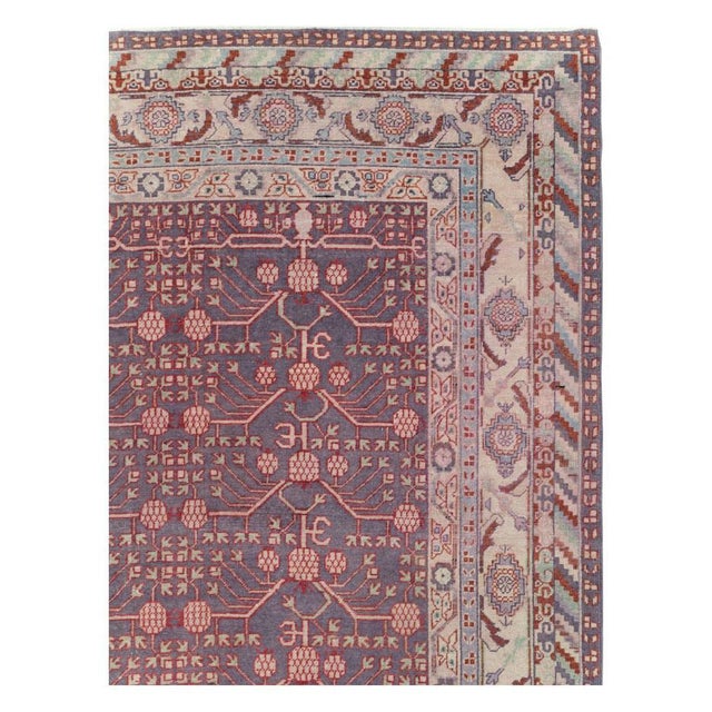 Rustic Galerie Shabab Collection Early 20th Century Handmade East Turkestan Khotan Room Size Carpet For Sale - Image 3 of 10