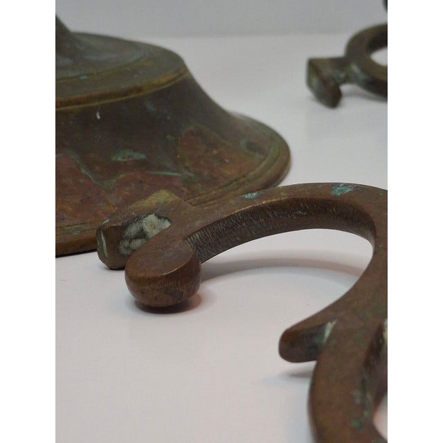 19th C. Polish Bronze Sabbath Candelabrum Star of David Finial Large 18" Rare For Sale - Image 13 of 18
