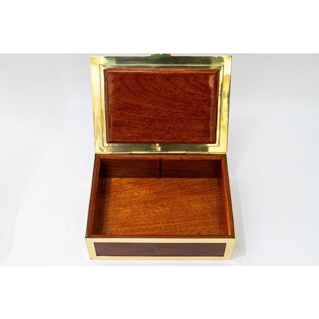 Big Art Deco Jewelry Box in Brass and Wood, 1920s For Sale - Image 6 of 10