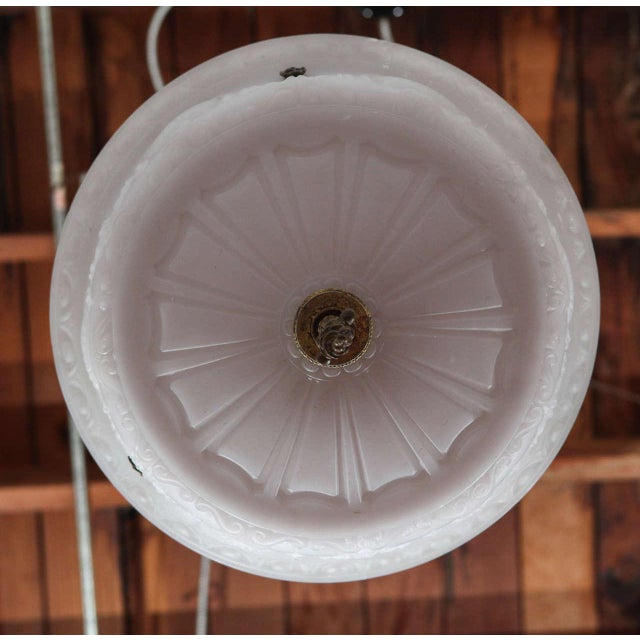 White Late 19th Century White Glass Victorian Pendant Light with a Brass Frame and Canopy For Sale - Image 8 of 10