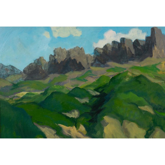 1970s The Alps in Provence, Oil on Board Painting by Pierre-Edmond Peradon For Sale - Image 5 of 16
