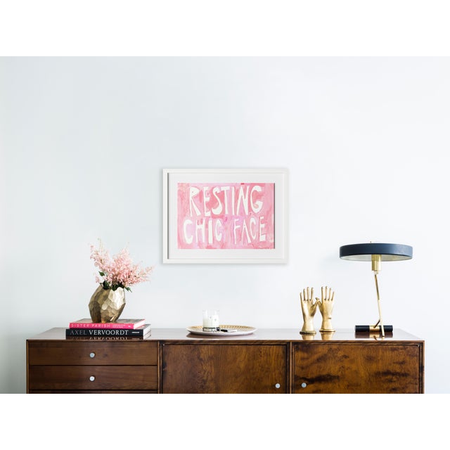 Contemporary Resting Chic Face by Virginia Chamlee in White Frame, Small Art Print For Sale - Image 3 of 4