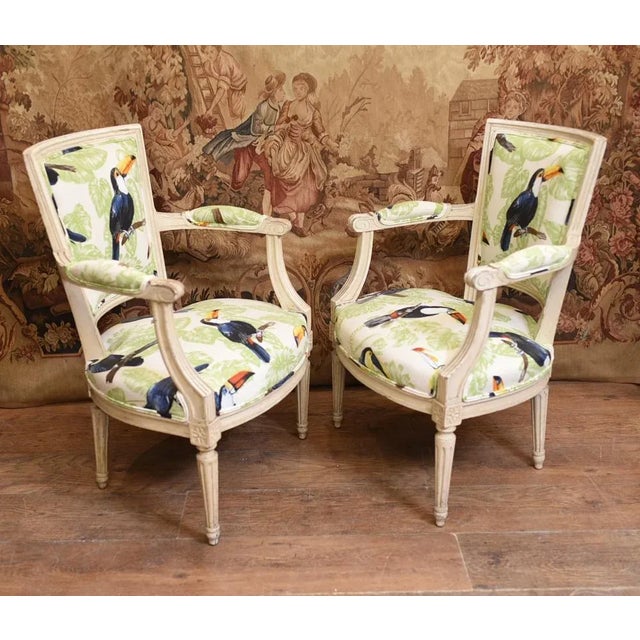 Hollywood Regency Set of Regency Painted Armchairs For Sale - Image 3 of 6