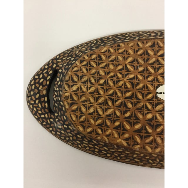 Brown Hand Painted Wooden Trinket Plate For Sale - Image 8 of 11