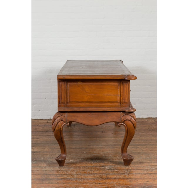 Asian Dutch Colonial Early 20th Century Low Table with Two Drawers and Cabriole Legs For Sale - Image 3 of 13