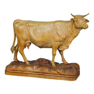 Large Wooden Carved Female Cattle Sculpture Brienz Switzerland Ca. 1920s