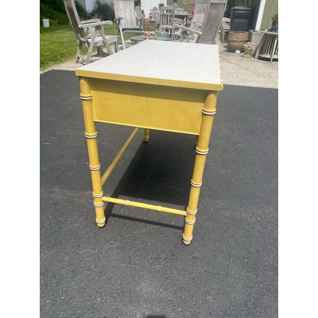 Vintage Thomasville Allegro Yellow Faux Bamboo Writing Desk For Sale - Image 13 of 18