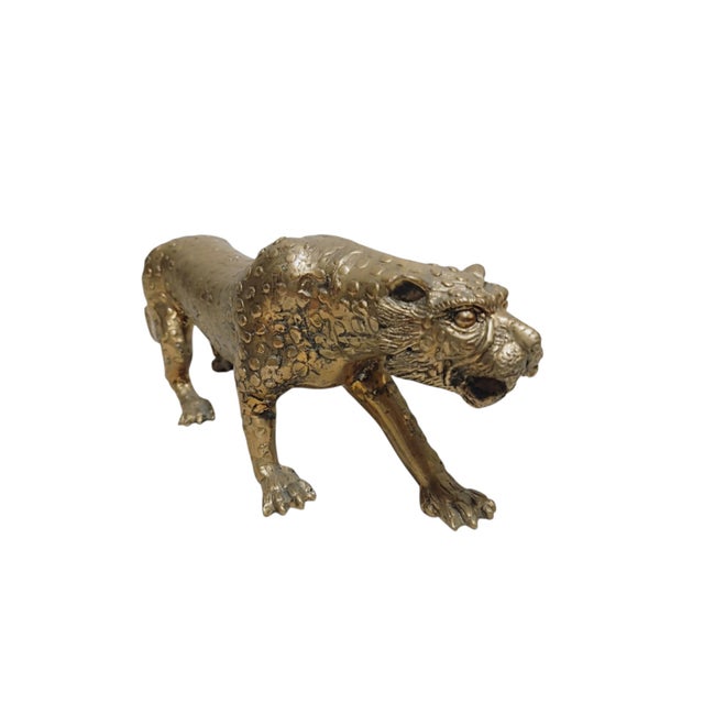 Vintage Brass-Toned Leopard Sculpture, 1960s For Sale - Image 10 of 13