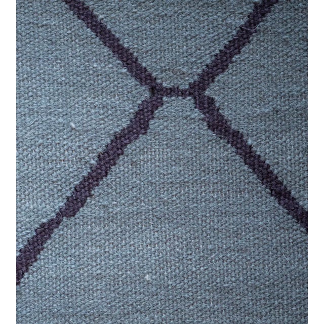 Contemporary Blue Handwoven Wool Moroccan Inspired Flatweave Rug For Sale - Image 9 of 10