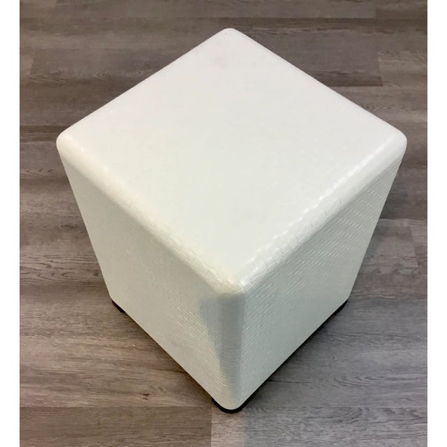 Modern Made Goods Modern Bailey Ivory Basket Weave StooL For Sale - Image 3 of 5