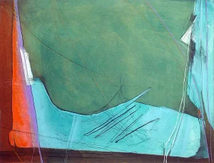 1990s "Vessel" Abstract Vitreograph on Paper With Hand Coloring by Master Printer Dan Welden