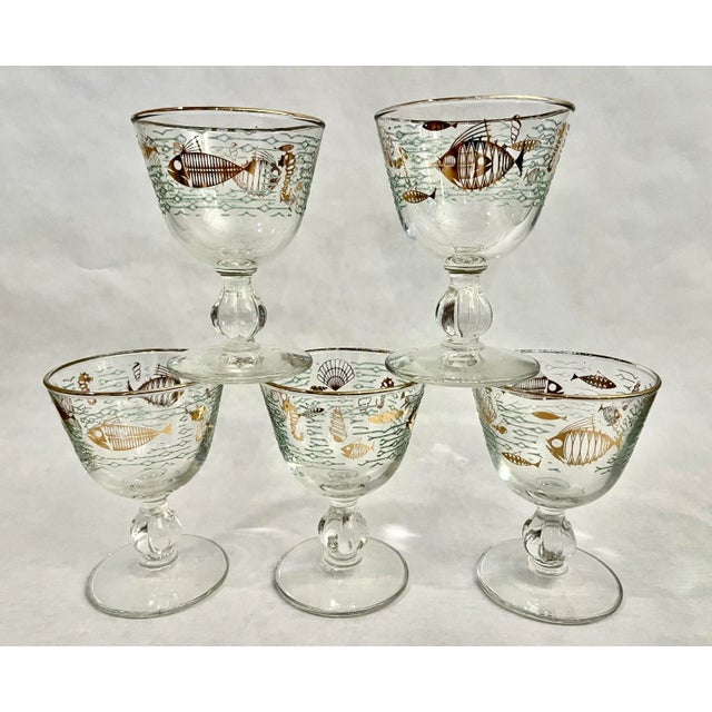 Glass Mid Century Atomic Fish in Water Cordial Glasses For Sale - Image 7 of 7