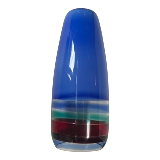 Mid 20th Century Murano Glass Sigaro Blue Pendant Design by Massimo Vignelli by Venini 1956 For Sale